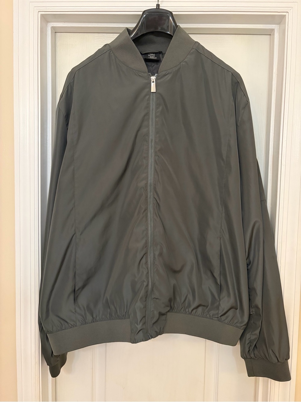 True Classic Men’s XXL Full Zip Bomber Jacket Gray Stand-Up Collar Polyester